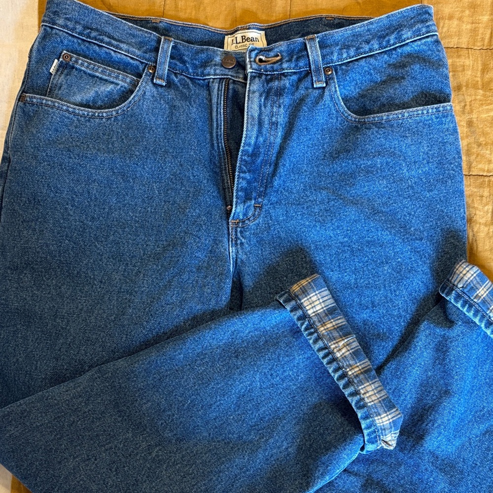 L.L. Bean Classic Flannel Lined Blue Jeans